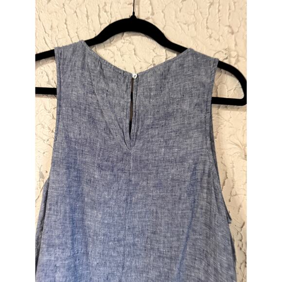 Cynthia Rowley Blue 100% Linen Sleeveless Swing Dress Casual Summer - Picture 7 of 10